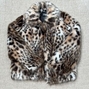ZARA Faux Fur Jacket Coat ZW Collection in Leopard